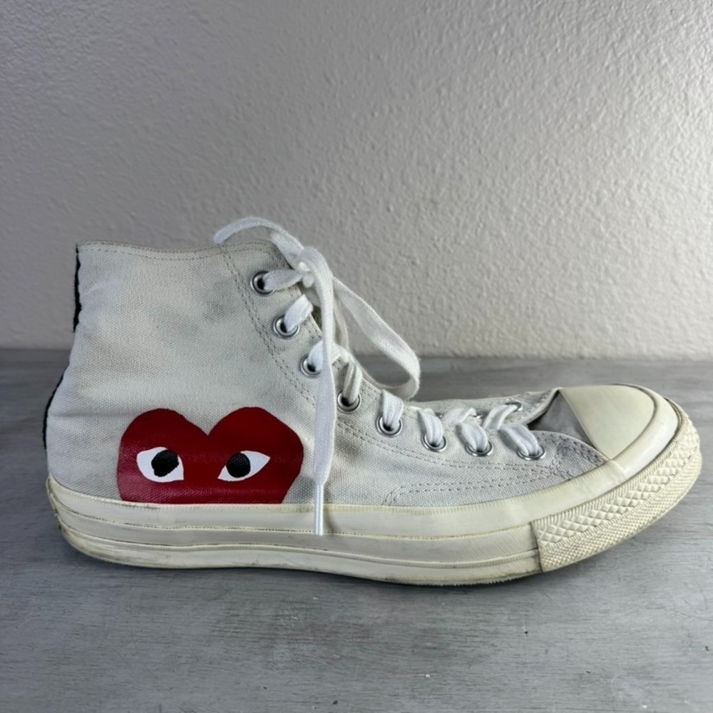 Converse Chuck Taylor Hi x CDG Comme Des Garcons‎ PLAY Shoes Size 8M/10W White